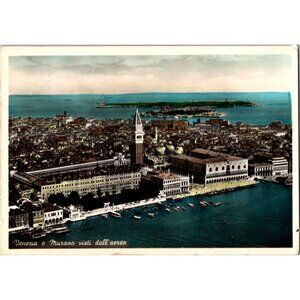RPPC Venice & Murano View From Airplane Italy Vintage Postcard 1952 Posted Color